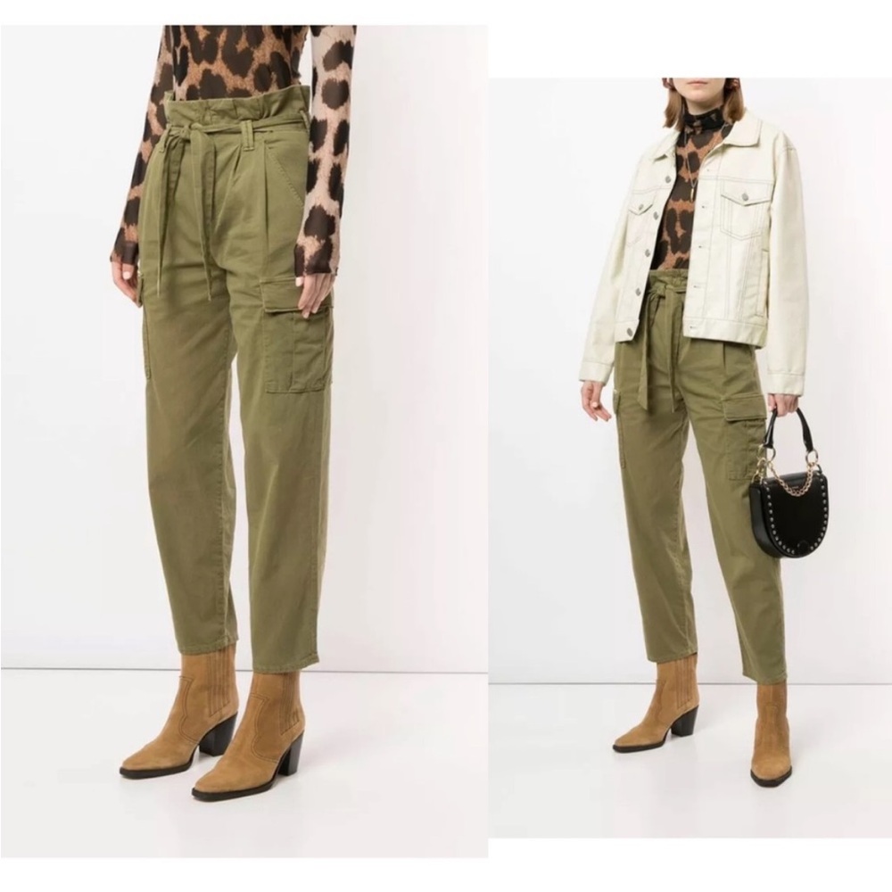 Mother The Greaser Paperbag Cargo Pants Olive Green Women's Size 26